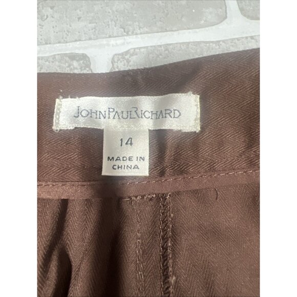 John Paul Richards Cotton Cargo Pants Brown 14 2 Pocket belted Summer‎ NEW - Picture 7 of 14